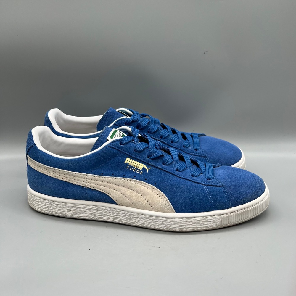 Puma Shoes Mens 11 Blue Suede Low Top Classic Athletic Sneakers Comfort Casual
